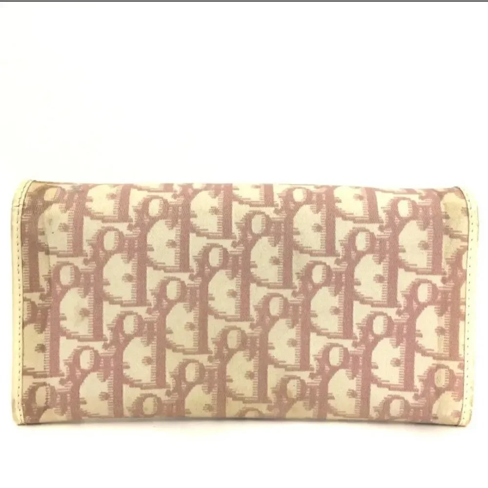 Christian Dior Trotter Rhinestone PVC Leather Long Bifold Wallet /1J2138